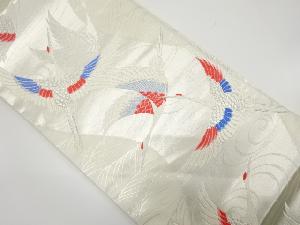 流水に群鶴模様織り出し　袋帯